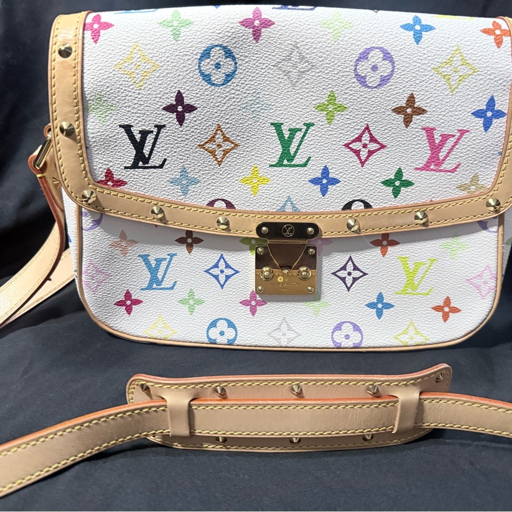 Louis Vuitton Crossbody Bag White and Tan Multicolore